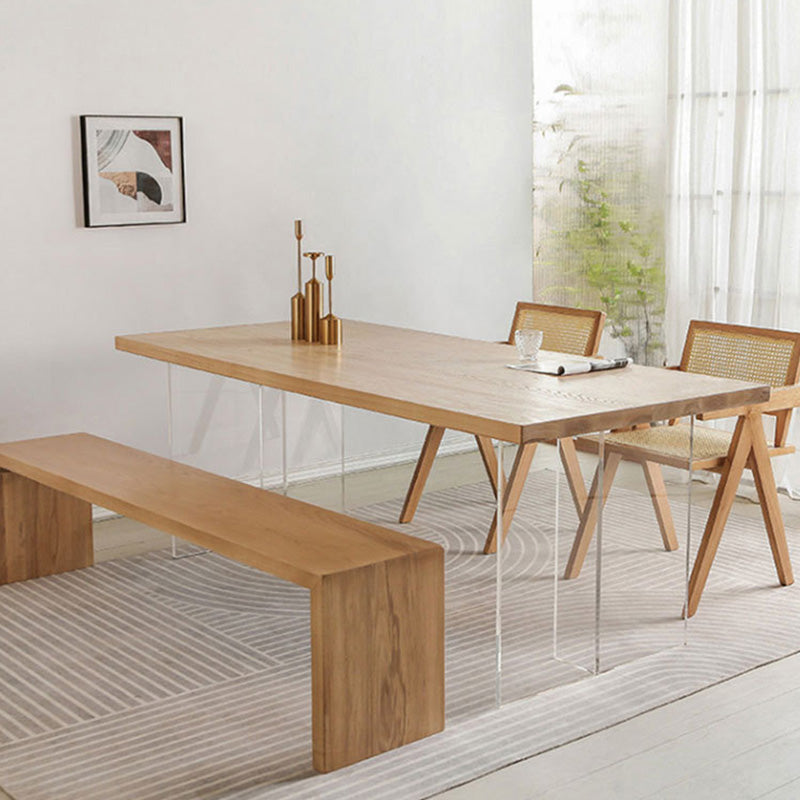 Table à manger rectangulaire en acrylique, Table moderne en bois de pin pour la cuisine