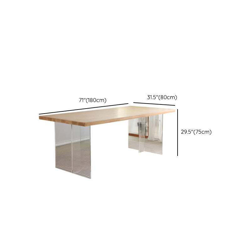 Table à manger rectangulaire en acrylique, Table moderne en bois de pin pour la cuisine