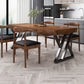 Tavolo da pranzo industriale rettangolare con piano in legno marrone scuro e base in metallo