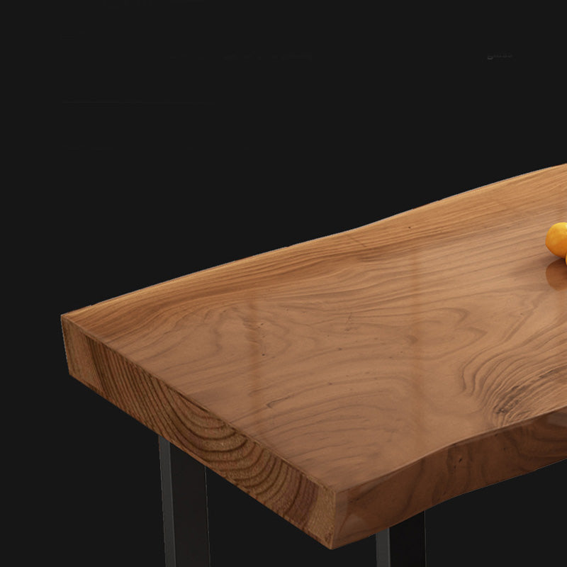 Tavolo da pranzo industriale rettangolare con piano in legno marrone scuro e base in metallo