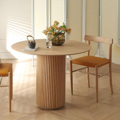 Round Pedestal Base Dining Table Modern Wood Table for Kitchen