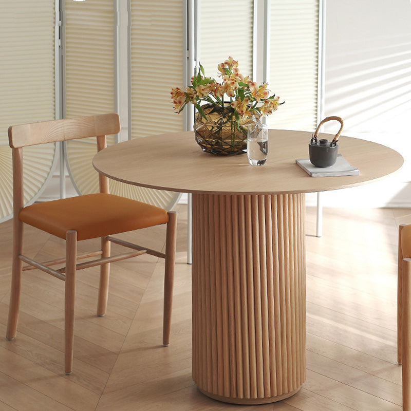 Round Pedestal Base Dining Table Modern Wood Table for Kitchen