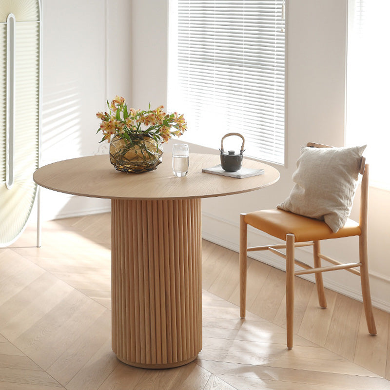 Round Pedestal Base Dining Table Modern Wood Table for Kitchen