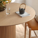Round Pedestal Base Dining Table Modern Wood Table for Kitchen