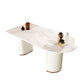 Table de salle à manger en pierre de forme libre, double guéridon en fer blanc
