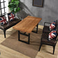 Industrial Solid Wood Top Dining Table Brown Table with Metal Base 63"L x 27.6"W x 29.5"H Without Chairs Clearhalo 'Dining Tables & Seating' 'Dining Tables' 'dining_table' 'furn' 'furn_dining_table' 'Furniture' 'Kitchen & Dining Furniture' 6391274