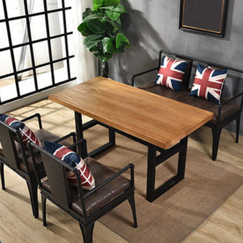 Industrial Solid Wood Top Dining Table Brown Table with Metal Base 70.9"L x 31.5"W x 29.5"H Without Chairs Clearhalo 'Dining Tables & Seating' 'Dining Tables' 'dining_table' 'furn' 'furn_dining_table' 'Furniture' 'Kitchen & Dining Furniture' 6391275