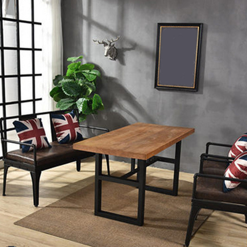 Industrial Solid Wood Top Dining Table Brown Table with Metal Base 55.1"L x 27.6"W x 29.5"H Without Chairs Clearhalo 'Dining Tables & Seating' 'Dining Tables' 'dining_table' 'furn' 'furn_dining_table' 'Furniture' 'Kitchen & Dining Furniture' 6391277