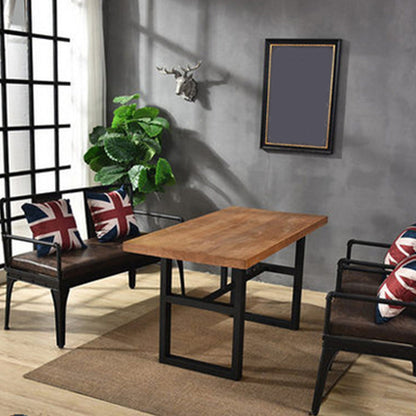 Industrial Solid Wood Top Dining Table Brown Table with Metal Base 55.1"L x 27.6"W x 29.5"H Without Chairs Clearhalo 'Dining Tables & Seating' 'Dining Tables' 'dining_table' 'furn' 'furn_dining_table' 'Furniture' 'Kitchen & Dining Furniture' 6391277
