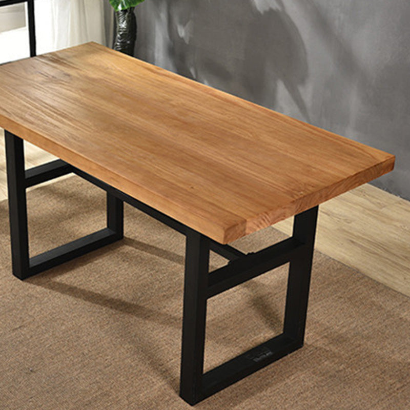 Industrial Solid Wood Top Dining Table Brown Table with Metal Base Clearhalo 'Dining Tables & Seating' 'Dining Tables' 'dining_table' 'furn' 'furn_dining_table' 'Furniture' 'Kitchen & Dining Furniture' 6391279