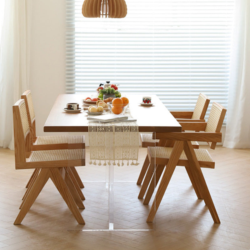 Table rectangulaire Glam en bois avec pieds en acrylique pour la maison