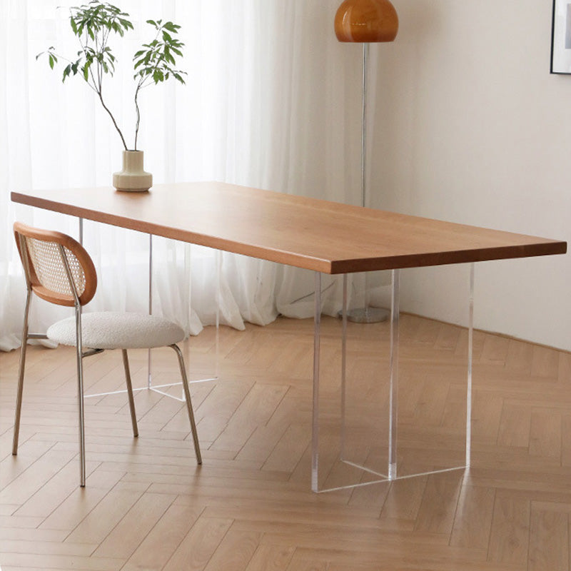 Table rectangulaire Glam en bois avec pieds en acrylique pour la maison
