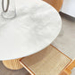 Mesa de comedor de piedra redonda Mesa de comedor moderna con base de pedestal de madera maciza