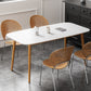 Mesa rectangular moderna de piedra sinterizada con patas de madera para el hogar