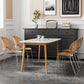 Mesa rectangular moderna de piedra sinterizada con patas de madera para el hogar
