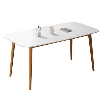 Mesa rectangular moderna de piedra sinterizada con patas de madera para el hogar