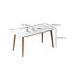 Mesa rectangular moderna de piedra sinterizada con patas de madera para el hogar