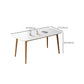 Mesa rectangular moderna de piedra sinterizada con patas de madera para el hogar
