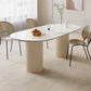 Modern White Dining Table Stone Dining Table for Kitchen Use Free Form 63"L x 31.5"W x 29.5"H Without Chairs Clearhalo 'Dining Tables & Seating' 'Dining Tables' 'dining_table' 'furn' 'furn_dining_table' 'Furniture' 'Kitchen & Dining Furniture' 6391338