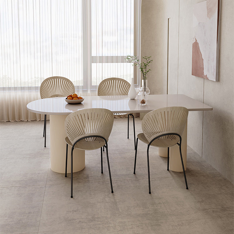 Modern White Dining Table Stone Dining Table for Kitchen Use Free Form 70.9"L x 31.5"W x 29.5"H Without Chairs Clearhalo 'Dining Tables & Seating' 'Dining Tables' 'dining_table' 'furn' 'furn_dining_table' 'Furniture' 'Kitchen & Dining Furniture' 6391339