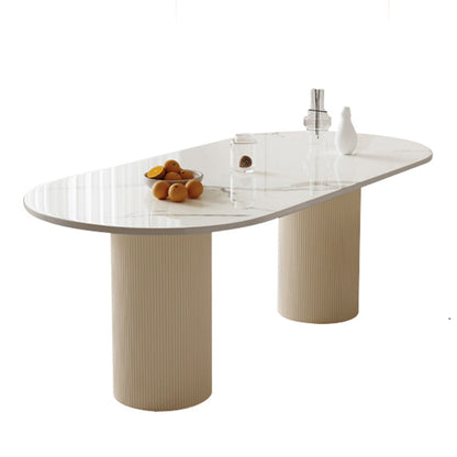 Modern White Dining Table Stone Dining Table for Kitchen Use Oval Without Chairs Clearhalo 'Dining Tables & Seating' 'Dining Tables' 'dining_table' 'furn' 'furn_dining_table' 'Furniture' 'Kitchen & Dining Furniture' 6391340