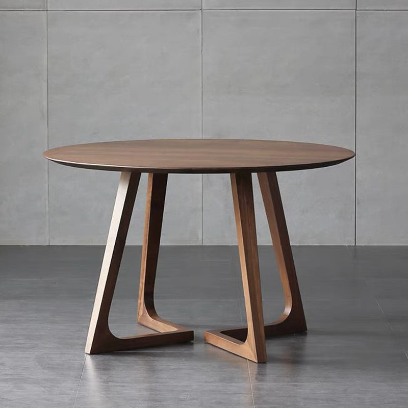 Table à manger ronde à double piédestal Table moderne en bois d'hévéa pour la cuisine