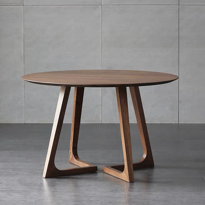 Table à manger ronde à double piédestal Table moderne en bois d'hévéa pour la cuisine