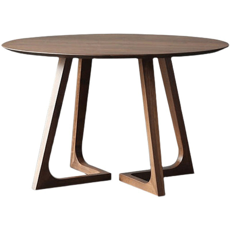 Table à manger ronde à double piédestal Table moderne en bois d'hévéa pour la cuisine