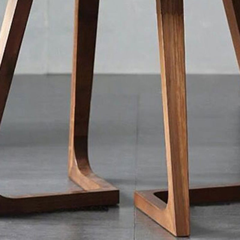 Table à manger ronde à double piédestal Table moderne en bois d'hévéa pour la cuisine