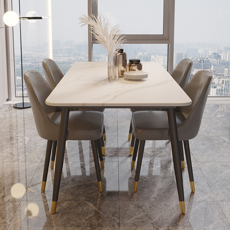Rectangle Black Base Dining Table Modern Stone Table for Living Room Clearhalo 'Dining Tables & Seating' 'Dining Tables' 'dining_table' 'furn' 'furn_dining_table' 'Furniture' 'Kitchen & Dining Furniture' 6391367