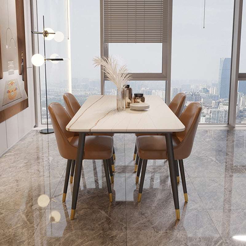 Rectangle Black Base Dining Table Modern Stone Table for Living Room Clearhalo 'Dining Tables & Seating' 'Dining Tables' 'dining_table' 'furn' 'furn_dining_table' 'Furniture' 'Kitchen & Dining Furniture' 6391368