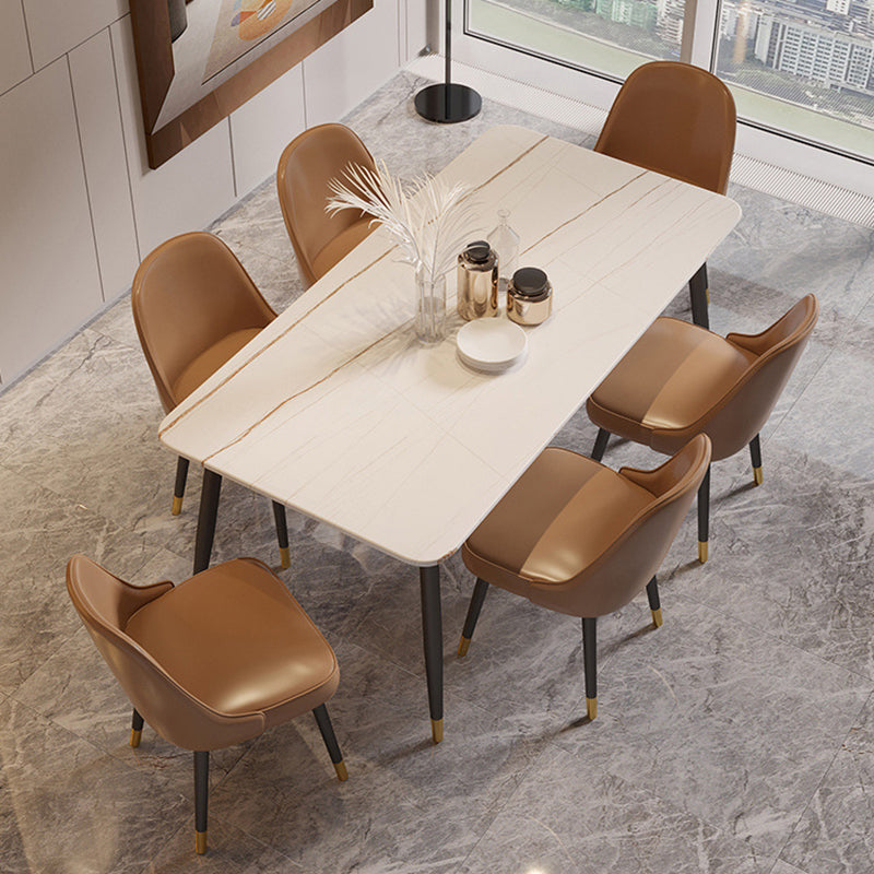 Rectangle Black Base Dining Table Modern Stone Table for Living Room Clearhalo 'Dining Tables & Seating' 'Dining Tables' 'dining_table' 'furn' 'furn_dining_table' 'Furniture' 'Kitchen & Dining Furniture' 6391370