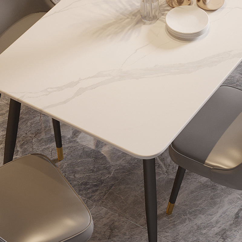 Rectangle Black Base Dining Table Modern Stone Table for Living Room Clearhalo 'Dining Tables & Seating' 'Dining Tables' 'dining_table' 'furn' 'furn_dining_table' 'Furniture' 'Kitchen & Dining Furniture' 6391372