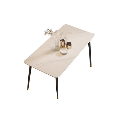 Rectangle Black Base Dining Table Modern Stone Table for Living Room White Without Chairs Clearhalo 'Dining Tables & Seating' 'Dining Tables' 'dining_table' 'furn' 'furn_dining_table' 'Furniture' 'Kitchen & Dining Furniture' 6391373