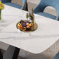 Table de salle à manger moderne en pierre frittée Table rectangulaire avec base en métal