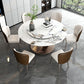 Glam Dining Round Table Sintered Stone Table with Metal Legs for Home Use Clearhalo 'Dining Tables & Seating' 'Dining Tables' 'dining_table' 'furn' 'furn_dining_table' 'Furniture' 'Kitchen & Dining Furniture' 6391391
