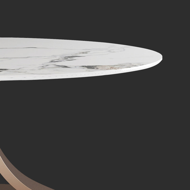 Glam Dining Round Table Sintered Stone Table with Metal Legs for Home Use Clearhalo 'Dining Tables & Seating' 'Dining Tables' 'dining_table' 'furn' 'furn_dining_table' 'Furniture' 'Kitchen & Dining Furniture' 6391396