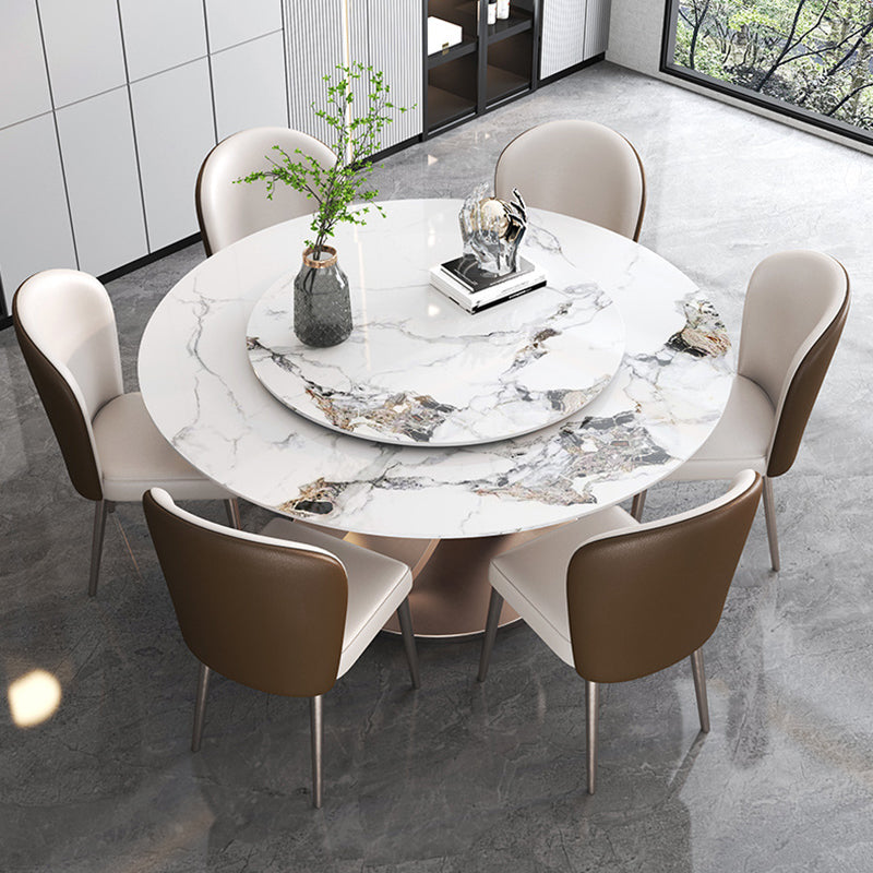 Glam Dining Round Table Sintered Stone Table with Metal Legs for Home Use Clearhalo 'Dining Tables & Seating' 'Dining Tables' 'dining_table' 'furn' 'furn_dining_table' 'Furniture' 'Kitchen & Dining Furniture' 6391398