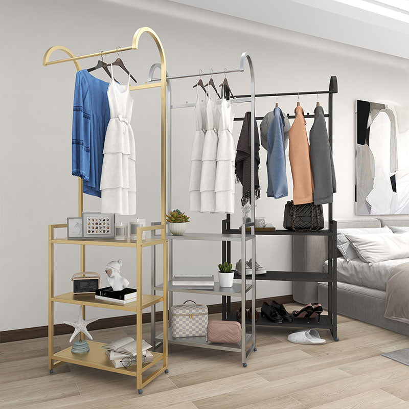 Luxurious Metallic Coat Hanger Free Standing Multicapa Estantes de diseño de la reverencia