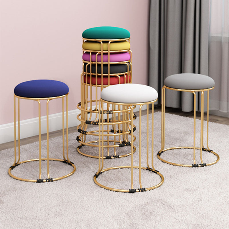 Metal Frame Pouf Plain Round Contemporary Velvet Fade Resistant Ottoman Clearhalo 'furn' 'furn_ottomans_poufs' 'Furniture' 'Living Room Furniture' 'Ottomans & Poufs' 'ottomans_poufs' 6394042