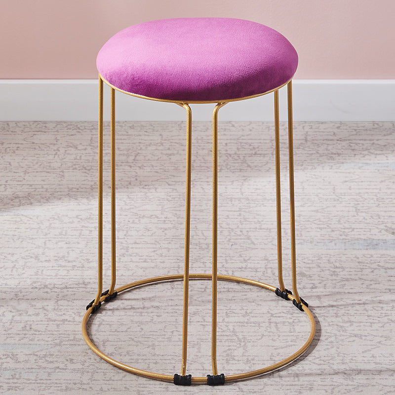 Metal Frame Pouf Plain Round Contemporary Velvet Fade Resistant Ottoman Purple 1 Piece Clearhalo 'furn' 'furn_ottomans_poufs' 'Furniture' 'Living Room Furniture' 'Ottomans & Poufs' 'ottomans_poufs' 6394045