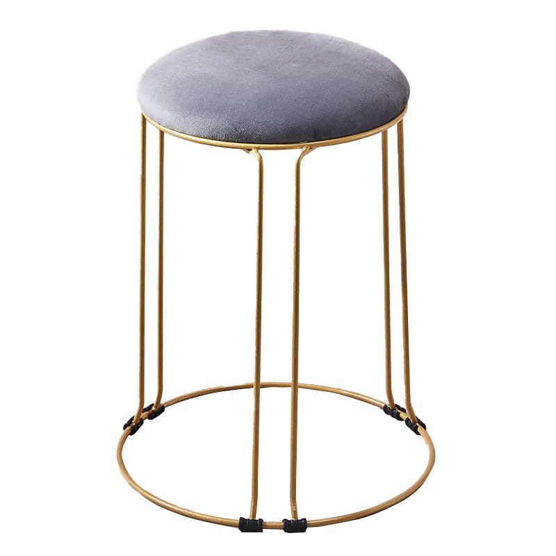 Metal Frame Pouf Plain Round Contemporary Velvet Fade Resistant Ottoman Clearhalo 'furn' 'furn_ottomans_poufs' 'Furniture' 'Living Room Furniture' 'Ottomans & Poufs' 'ottomans_poufs' 6394046