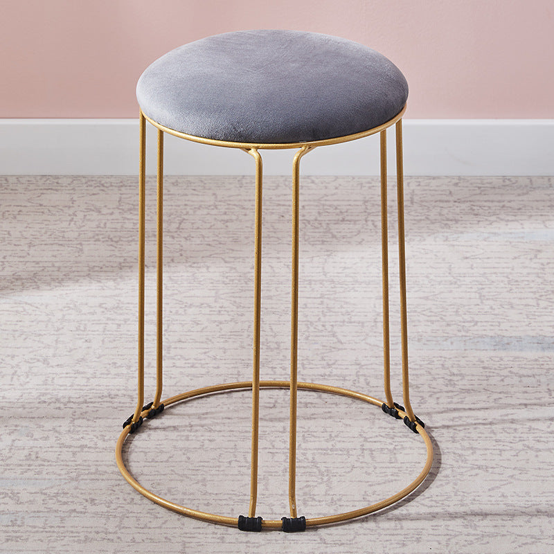 Metal Frame Pouf Plain Round Contemporary Velvet Fade Resistant Ottoman Grey 1 Piece Clearhalo 'furn' 'furn_ottomans_poufs' 'Furniture' 'Living Room Furniture' 'Ottomans & Poufs' 'ottomans_poufs' 6394050
