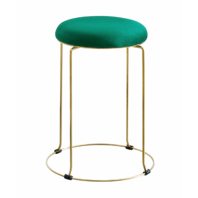 Metal Frame Pouf Plain Round Contemporary Velvet Fade Resistant Ottoman Clearhalo 'furn' 'furn_ottomans_poufs' 'Furniture' 'Living Room Furniture' 'Ottomans & Poufs' 'ottomans_poufs' 6394054