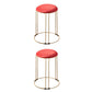 Metal Frame Pouf Plain Round Contemporary Velvet Fade Resistant Ottoman Red 2 Piece Set Clearhalo 'furn' 'furn_ottomans_poufs' 'Furniture' 'Living Room Furniture' 'Ottomans & Poufs' 'ottomans_poufs' 6394055