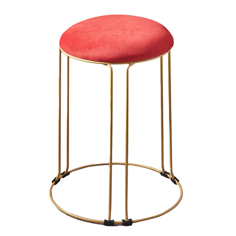 Metal Frame Pouf Plain Round Contemporary Velvet Fade Resistant Ottoman Clearhalo 'furn' 'furn_ottomans_poufs' 'Furniture' 'Living Room Furniture' 'Ottomans & Poufs' 'ottomans_poufs' 6394056