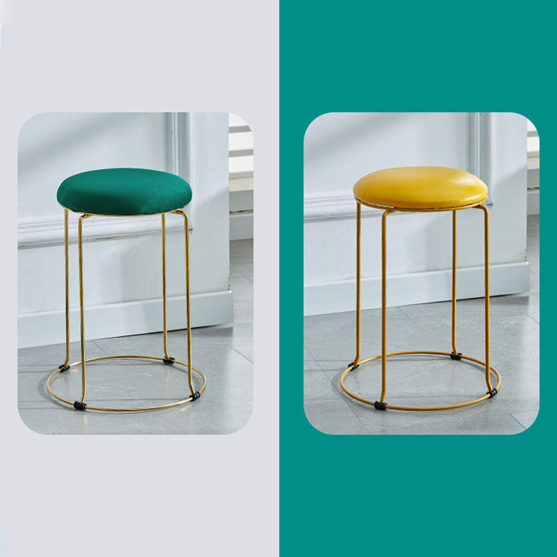 Metal Frame Pouf Plain Round Contemporary Velvet Fade Resistant Ottoman Clearhalo 'furn' 'furn_ottomans_poufs' 'Furniture' 'Living Room Furniture' 'Ottomans & Poufs' 'ottomans_poufs' 6394058