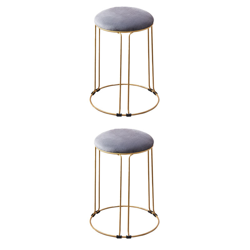 Metal Frame Pouf Plain Round Contemporary Velvet Fade Resistant Ottoman Grey 2 Piece Set Clearhalo 'furn' 'furn_ottomans_poufs' 'Furniture' 'Living Room Furniture' 'Ottomans & Poufs' 'ottomans_poufs' 6394059