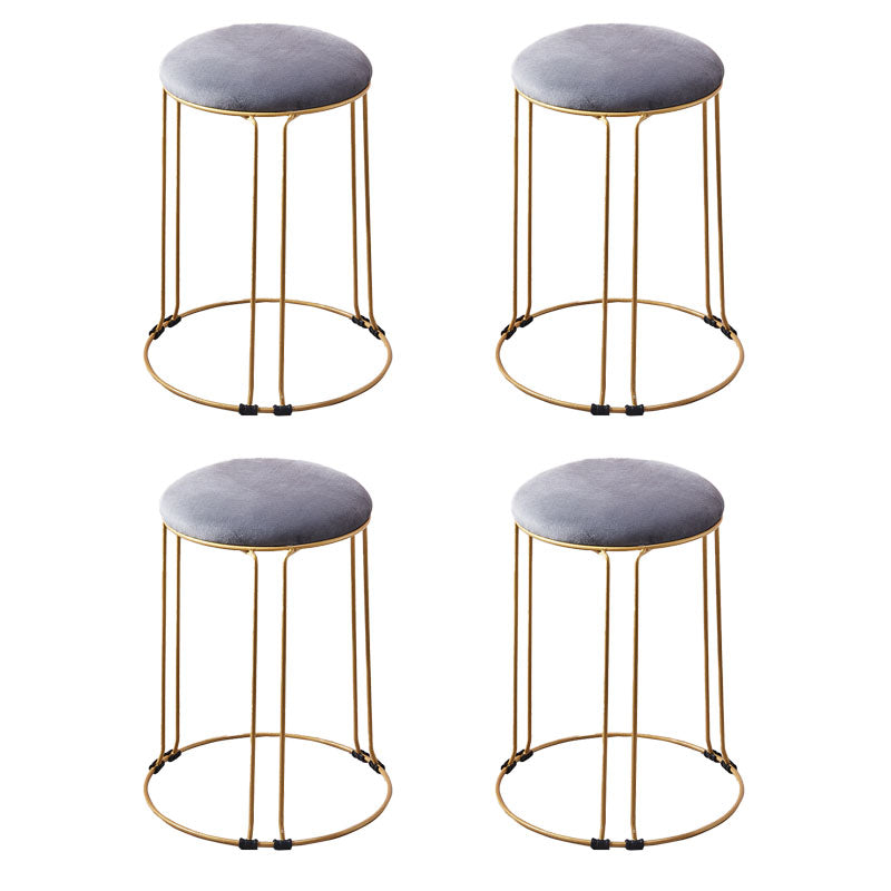 Metal Frame Pouf Plain Round Contemporary Velvet Fade Resistant Ottoman Grey 4 Piece Set Clearhalo 'furn' 'furn_ottomans_poufs' 'Furniture' 'Living Room Furniture' 'Ottomans & Poufs' 'ottomans_poufs' 6394060