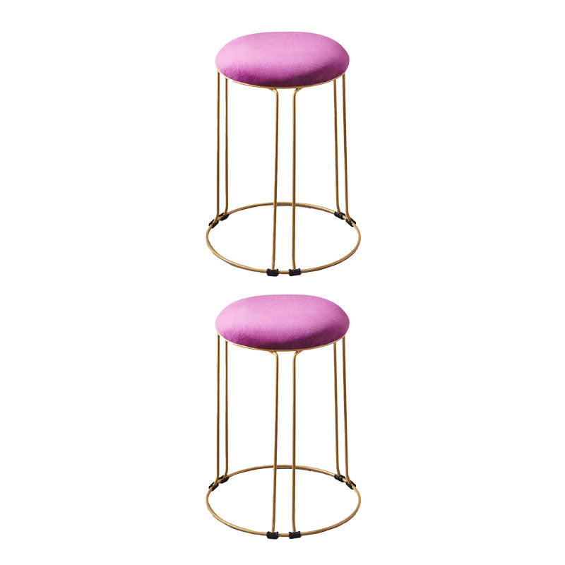 Metal Frame Pouf Plain Round Contemporary Velvet Fade Resistant Ottoman Purple 2 Piece Set Clearhalo 'furn' 'furn_ottomans_poufs' 'Furniture' 'Living Room Furniture' 'Ottomans & Poufs' 'ottomans_poufs' 6394069